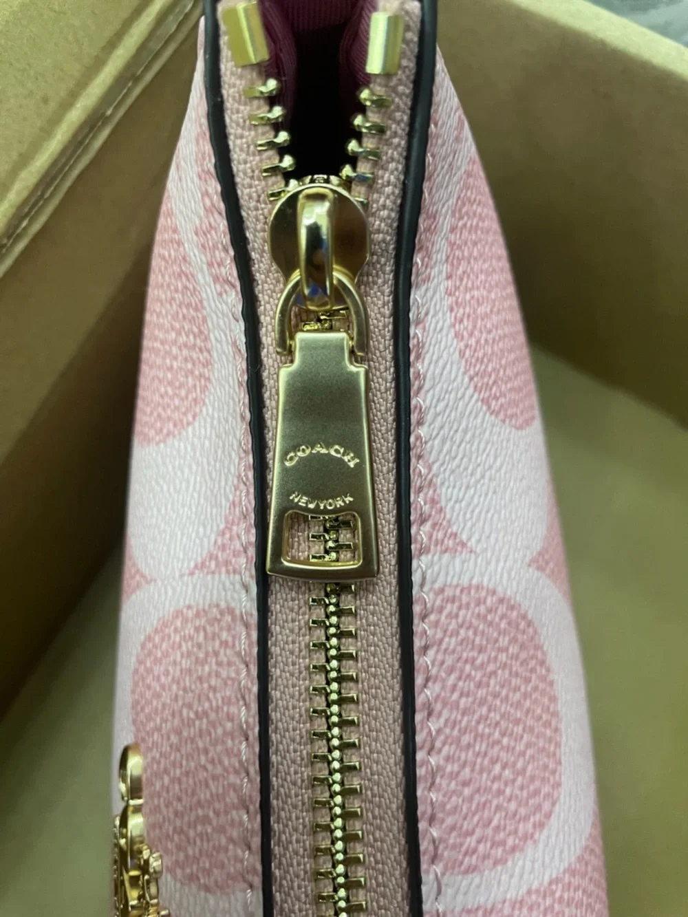 Coach Pink Signature Mini Shoulder Bag with Gold Hardware - Picture 4 of 9